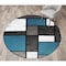 World Rug Gallery Contemporary Modern Boxes Design Soft Area Rug 6'6'' Round Blue Gray 106BLUE6RND - alternate 1